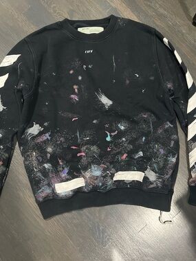 Off-White Black Multicolor Paint-Detail Crewneck Sweatshirt